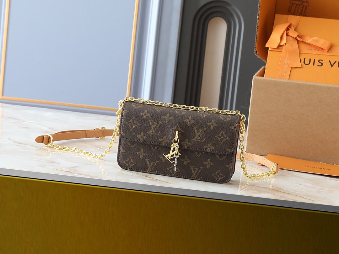 LV Classic Handbag Monogram Canvas Model M13839 Crossbody Strap High End